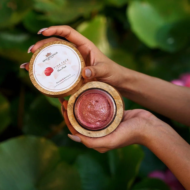 Rose Pink jar held in hands